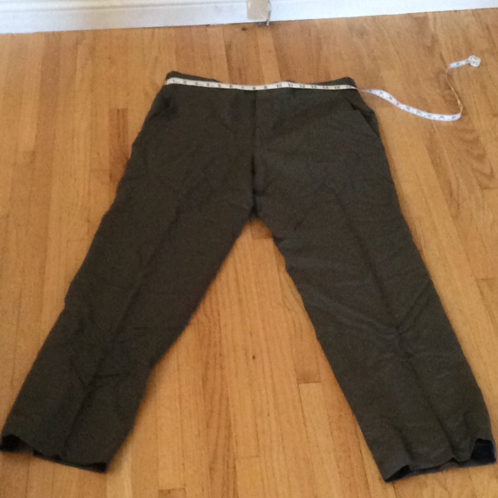 JZ181130-P3. Dark olive suit pants. 34x30.